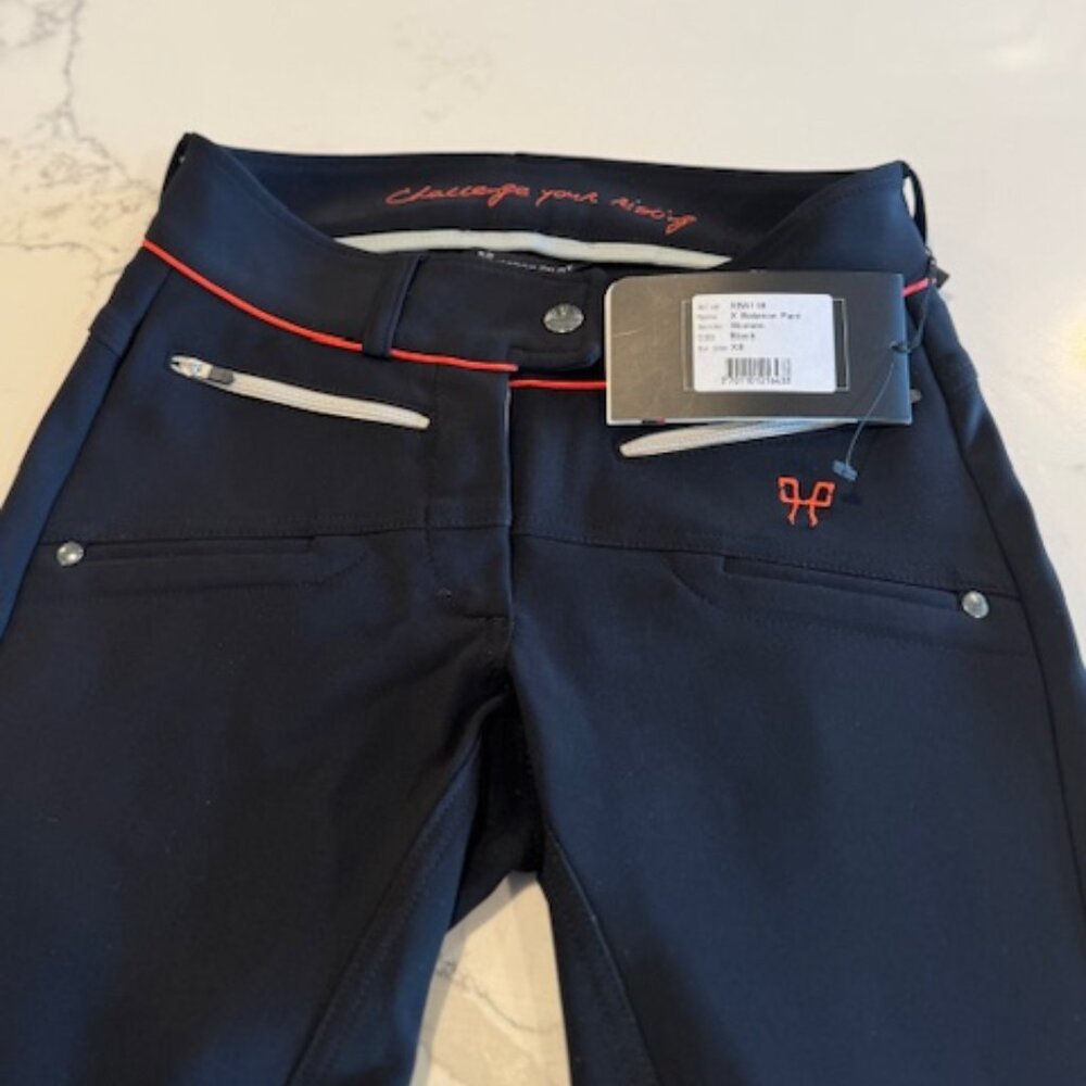 Horse Pilot, NWT  X-Balance breeches Black with Orange Piping Women's xS